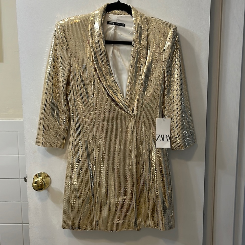 Sequin gold dress Zara new never worn with tags